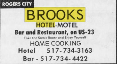 Brooks Hotel - July 1974 Ad